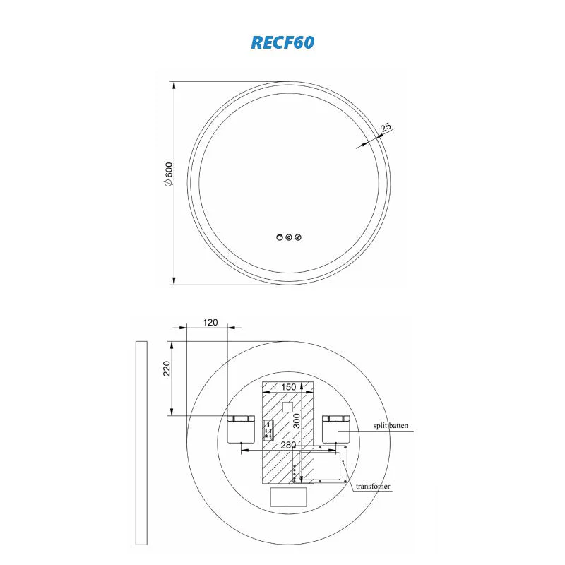Remer Eclipse LED Mirror with Demister & Light Colour Switch - Dimmable - Image 8