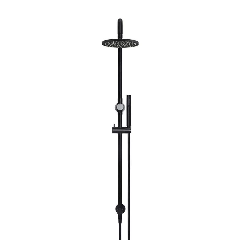 Meir Round Combination / Twin Shower Rail 200mm Rose Single Function Hand Shower - Black Matte - Image 2