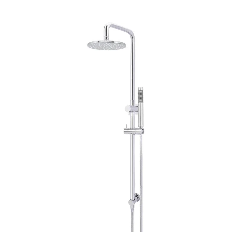 Meir Round Combination / Twin Shower Rail 200mm Rose Single Function Hand Shower - Polished Chrome