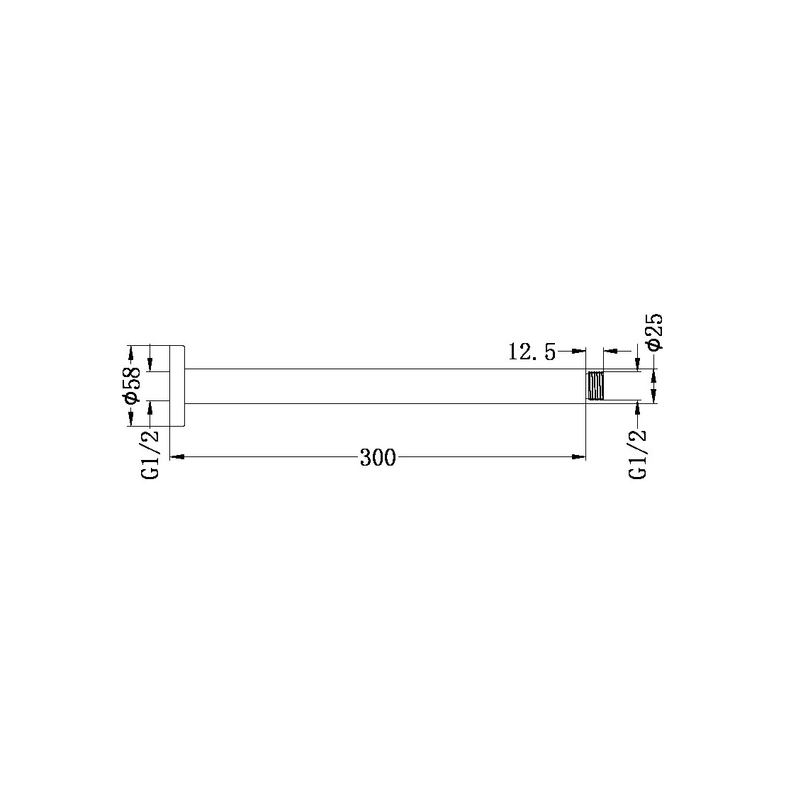 Nero Round Ceiling Arm 300mm Length - White Matte - Image 2