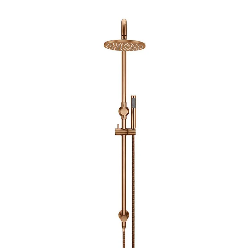 Meir Round Combination / Twin Shower Rail 200mm Rose Single Function Hand Shower - Lustre Bronze - Image 2