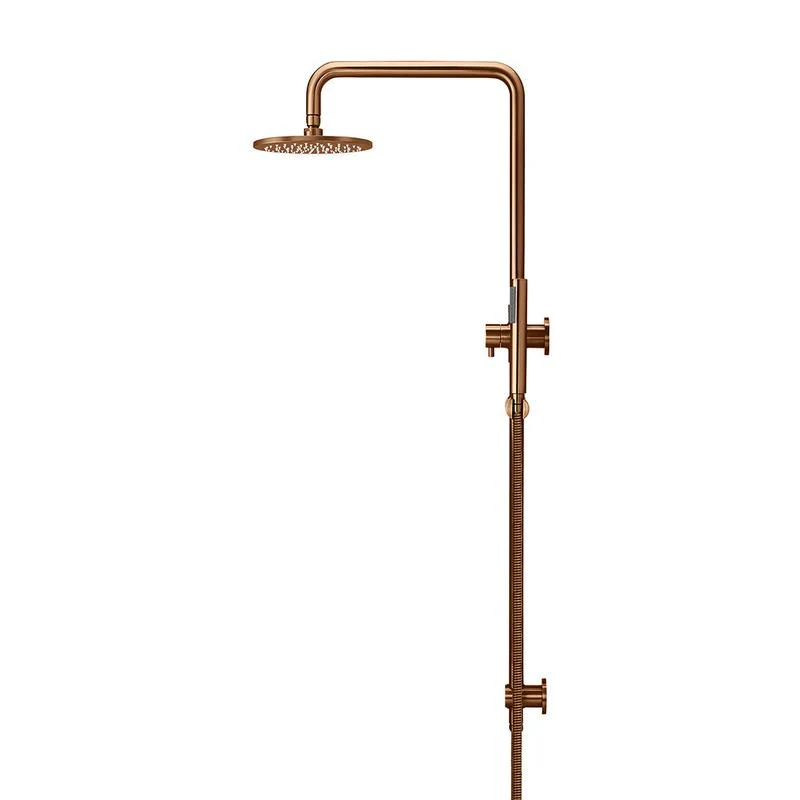Meir Round Combination / Twin Shower Rail 200mm Rose Single Function Hand Shower - Lustre Bronze - Image 3