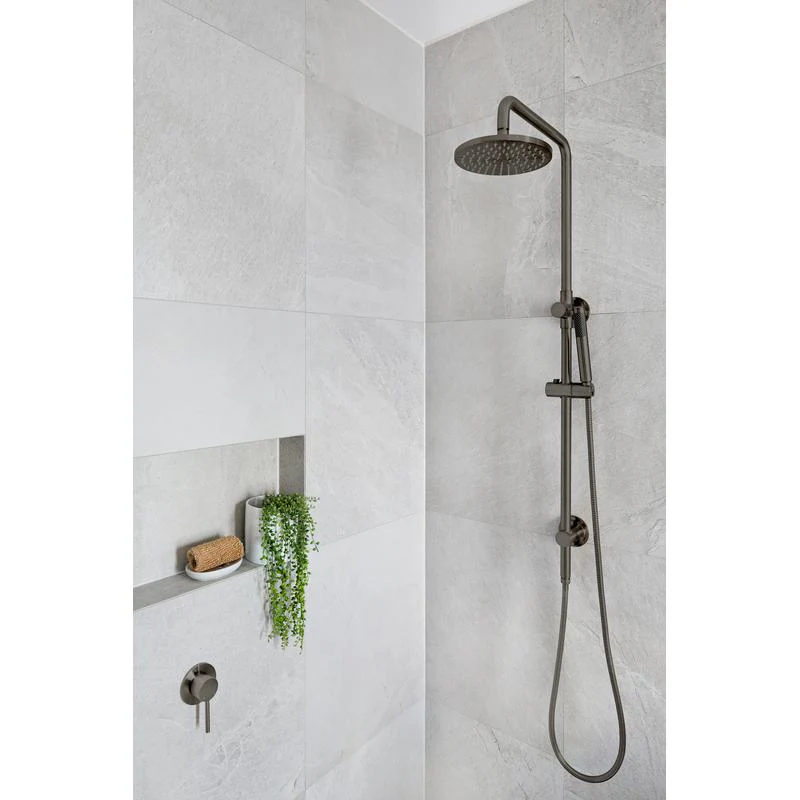 Meir Round Combination / Twin Shower Rail 200mm Rose Single Function Hand Shower - Shadow Gun Metal - Image 4