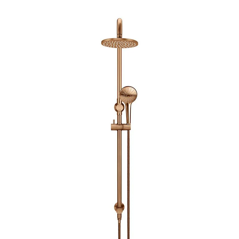 Meir Round Combination / Twin Shower Rail 200mm Rose Three Function Hand Shower - Lustre Bronze - Image 2