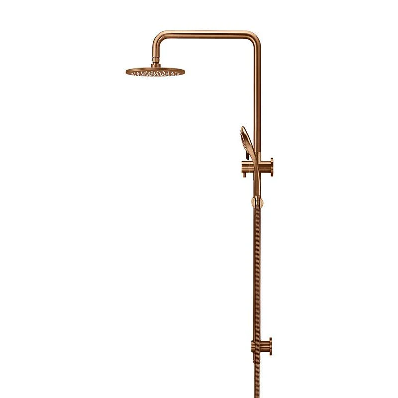 Meir Round Combination / Twin Shower Rail 200mm Rose Three Function Hand Shower - Lustre Bronze - Image 3