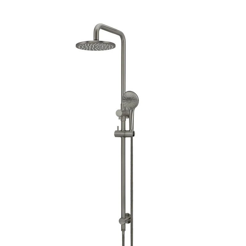 Meir Round Combination / Twin Shower Rail 200mm Rose Three Function Hand Shower - Shadow Gun Metal