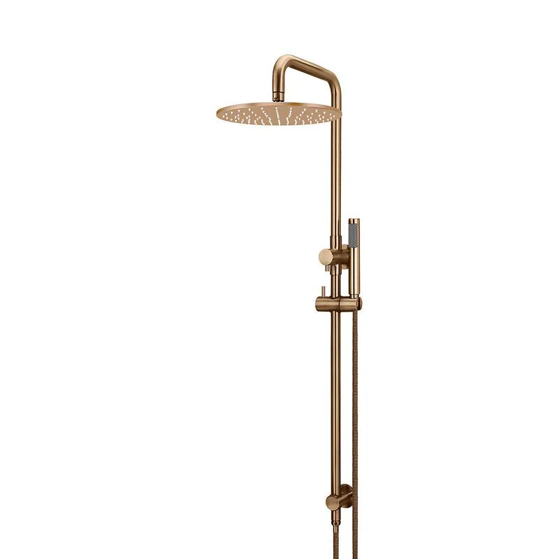 Meir Round Combination / Twin Shower Rail 300mm Rose Single Function Hand Shower - Lustre Bronze