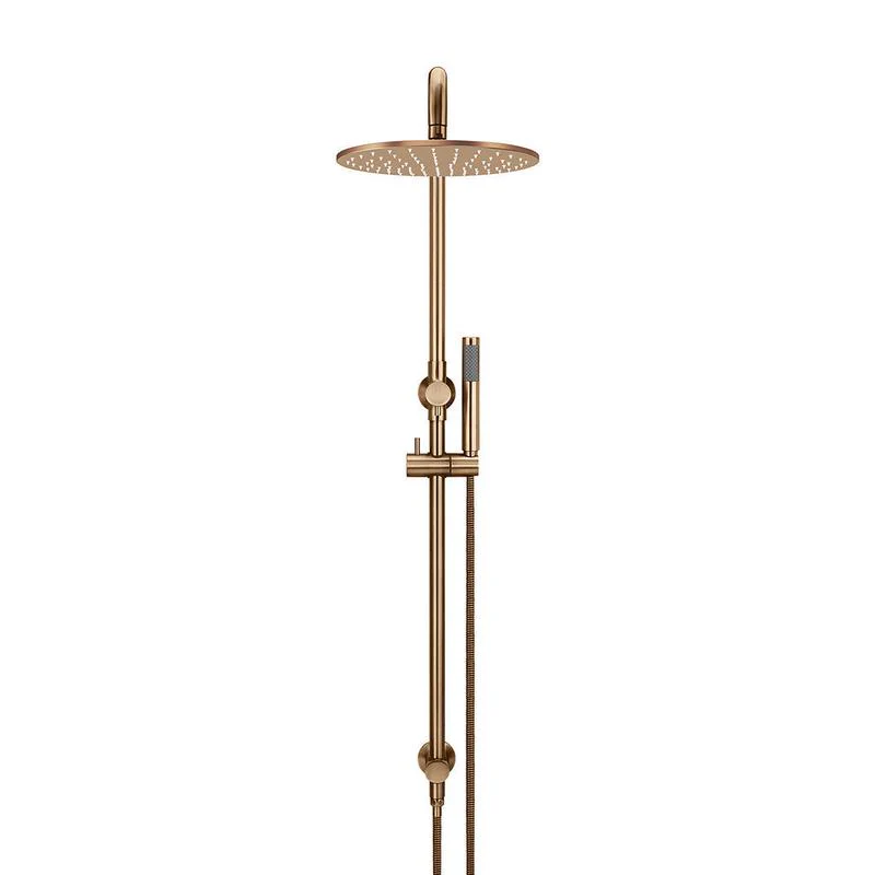 Meir Round Combination / Twin Shower Rail 300mm Rose Single Function Hand Shower - Lustre Bronze - Image 2
