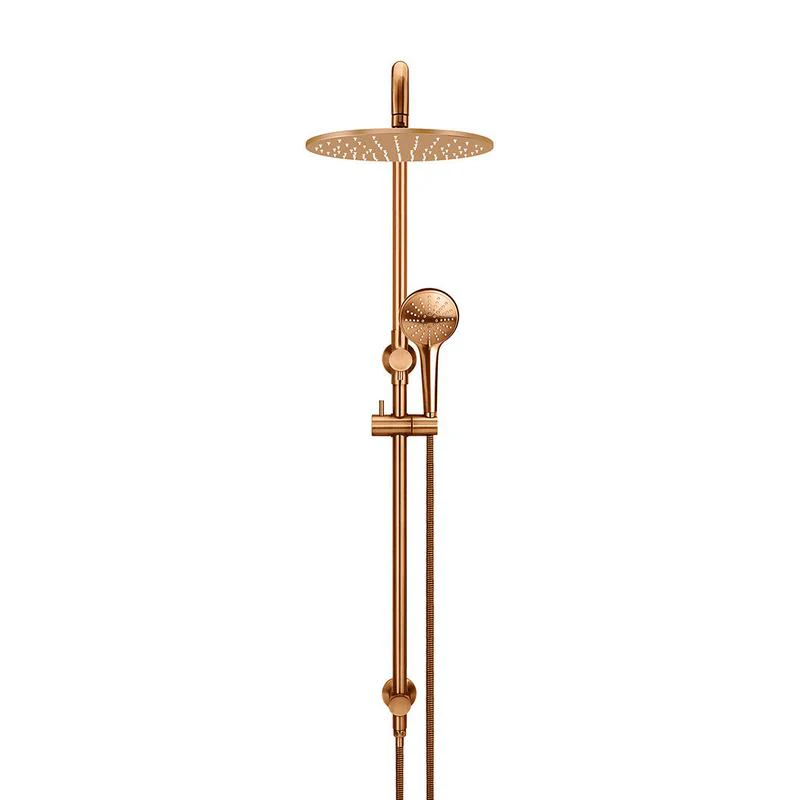 Meir Round Combination / Twin Shower Rail 300mm Rose Three Function Hand Shower - Lustre Bronze - Image 2