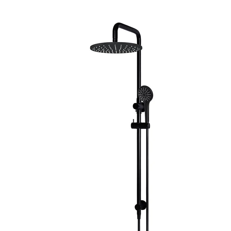 Meir Round Combination / Twin Shower Rail, 300mm Rose, Three Function Hand Shower - Black Matte