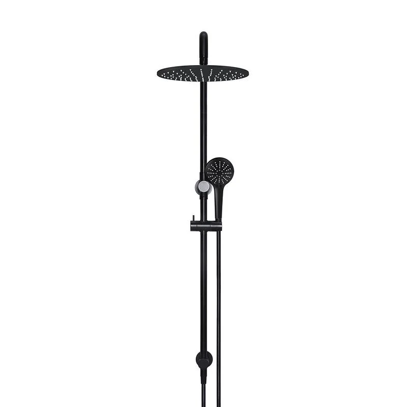 Meir Round Combination / Twin Shower Rail, 300mm Rose, Three Function Hand Shower - Black Matte - Image 2