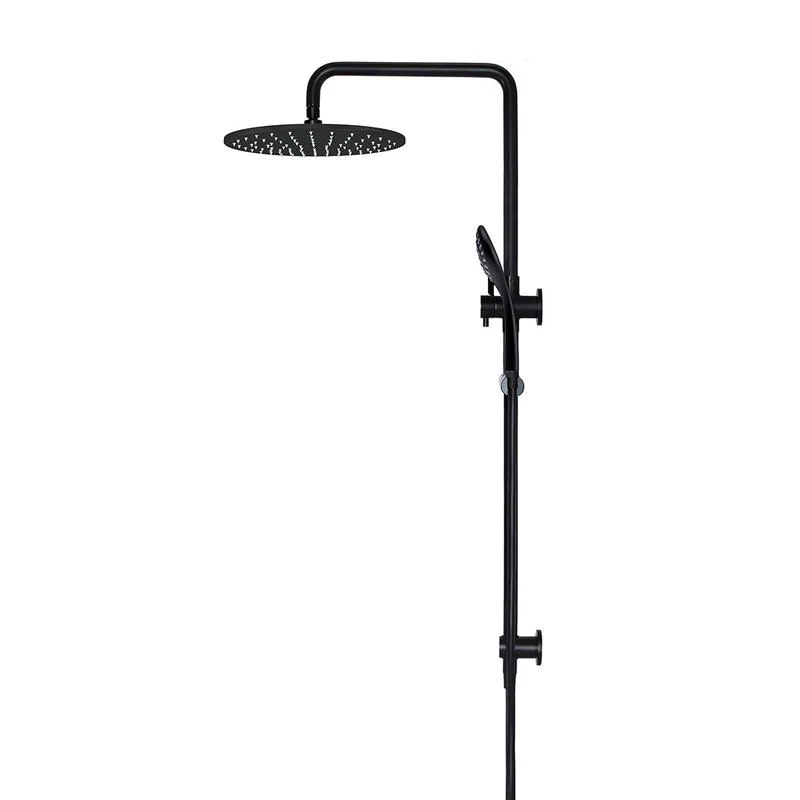Meir Round Combination / Twin Shower Rail, 300mm Rose, Three Function Hand Shower - Black Matte - Image 3