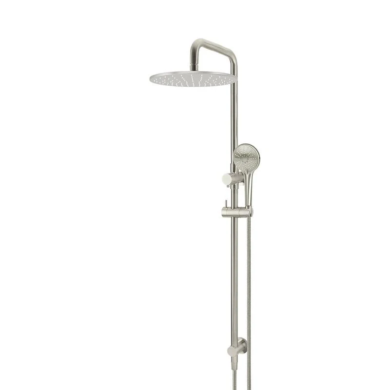 Meir Round Combination / Twin Shower Rail 300mm Rose Three Function Hand Shower - PVD Brushed Nickel