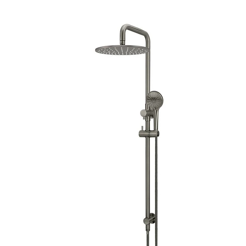 Meir Round Combination / Twin Shower Rail 300mm Rose Three Function Hand Shower - Shadow Gun Metal