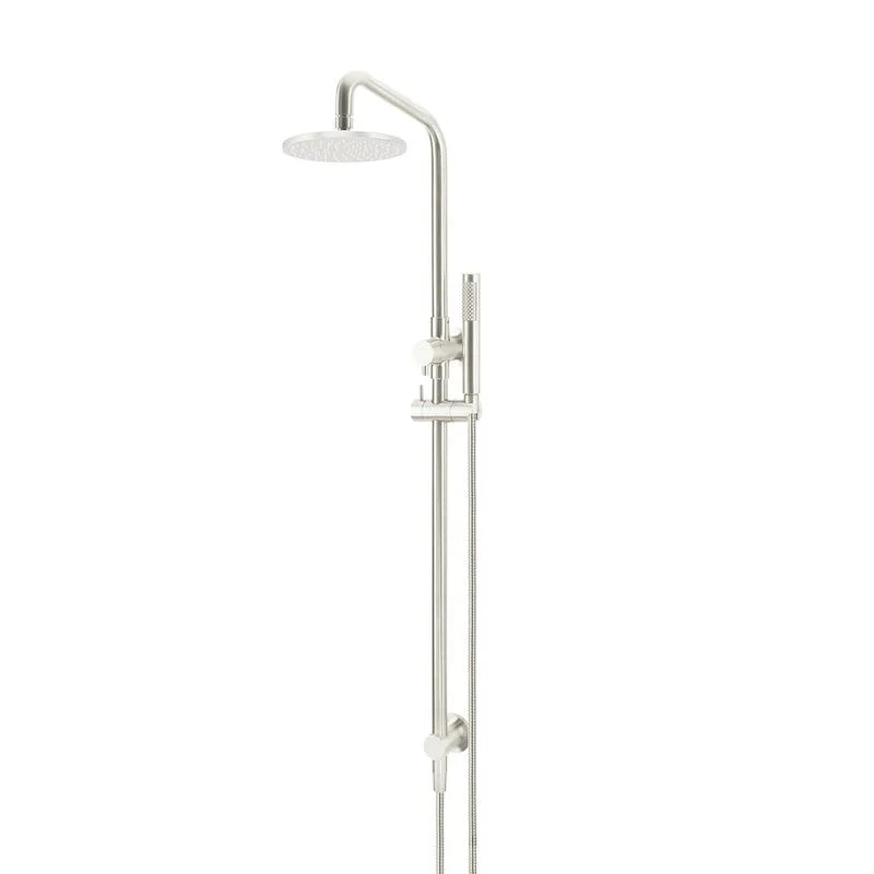 Meir Round Combination / Twin Shower Rail 200mm Rose Single Function Hand Shower - PVD Brushed Nickel