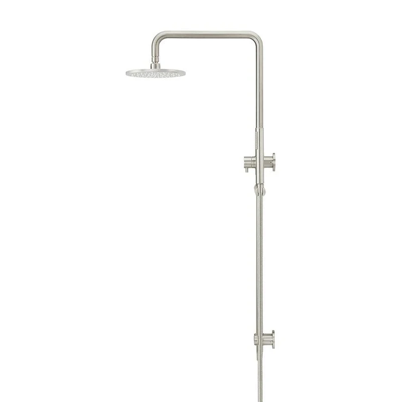 Meir Round Combination / Twin Shower Rail 200mm Rose Single Function Hand Shower - PVD Brushed Nickel - Image 3