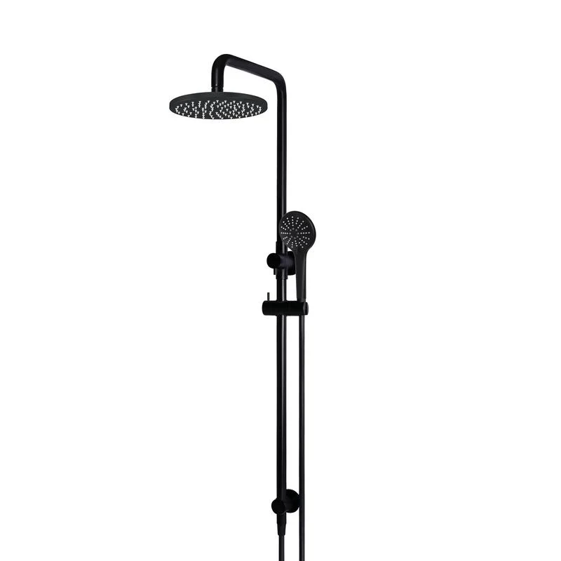Meir Round Combination / Twin Shower Rail 200mm Rose Three-Function Hand Shower - Black Matte