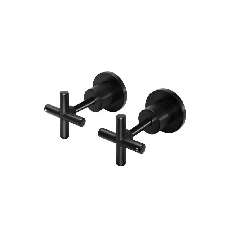 Meir Round Cross Handle Jumper Valve Wall Top Assemblies - Black Matte