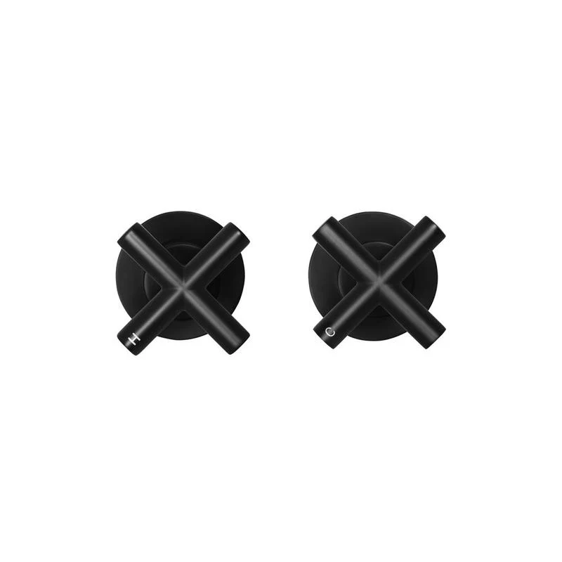 Meir Round Cross Handle Jumper Valve Wall Top Assemblies - Black Matte - Image 3