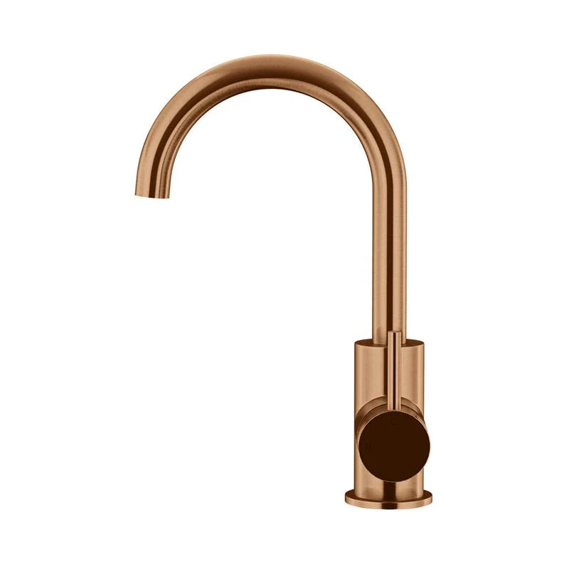 Meir Round Gooseneck Basin Mixer Tap with Cold Start - Lustre Bronze - Image 2