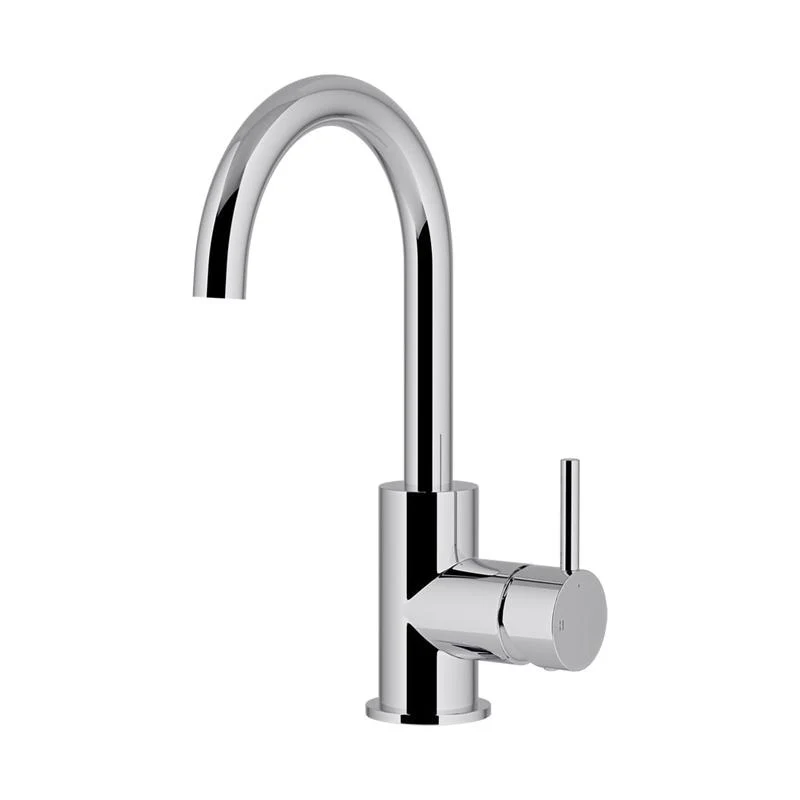 Meir Round Gooseneck Basin Mixer Tap with Cold Start - Polished Chrome
