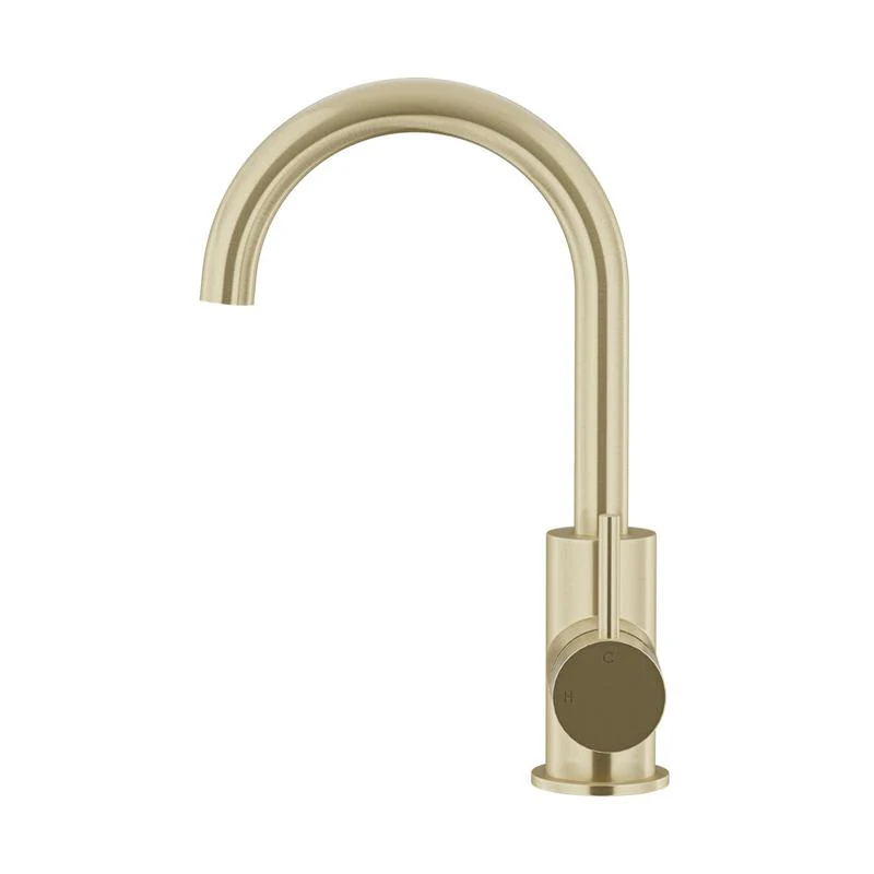 Meir Round Gooseneck Basin Mixer Tap with Cold Start - PVD Tiger Bronze - Image 2