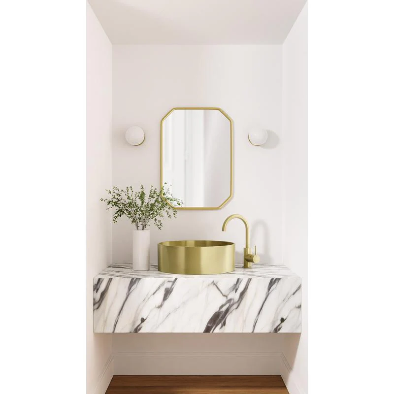 Meir Round Gooseneck Basin Mixer Tap with Cold Start - PVD Tiger Bronze - Image 4