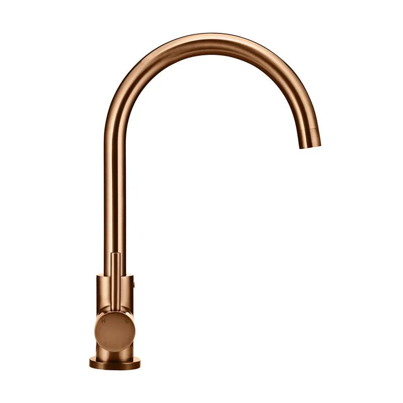 Meir Round Gooseneck Kitchen Sink Mixer Tap - Lustre Bronze - Image 5