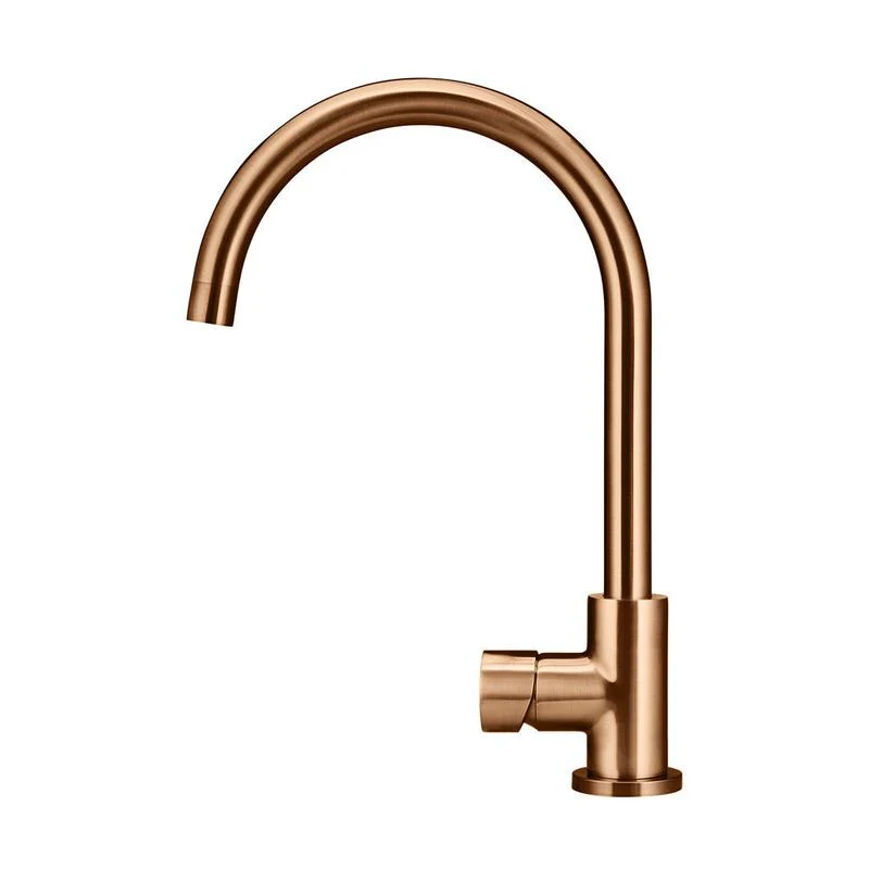 Meir Round Gooseneck Kitchen Sink Mixer Tap with Pinless Handle - Lustre Bronze - Image 2