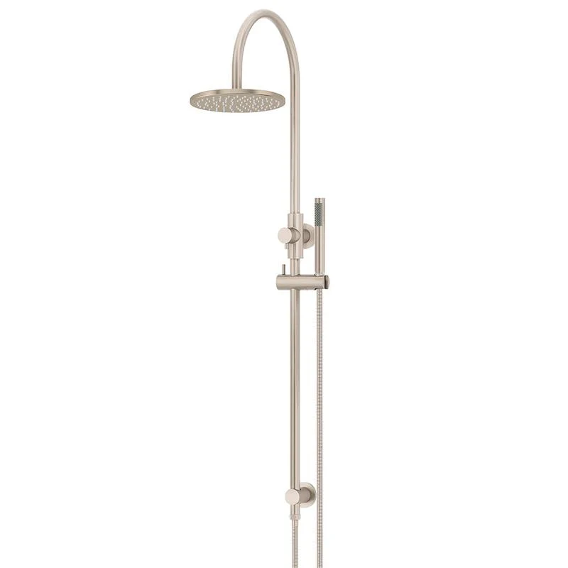 Meir Round Gooseneck Shower Set with 200mm Rose Single-Function Hand Shower - Champagne
