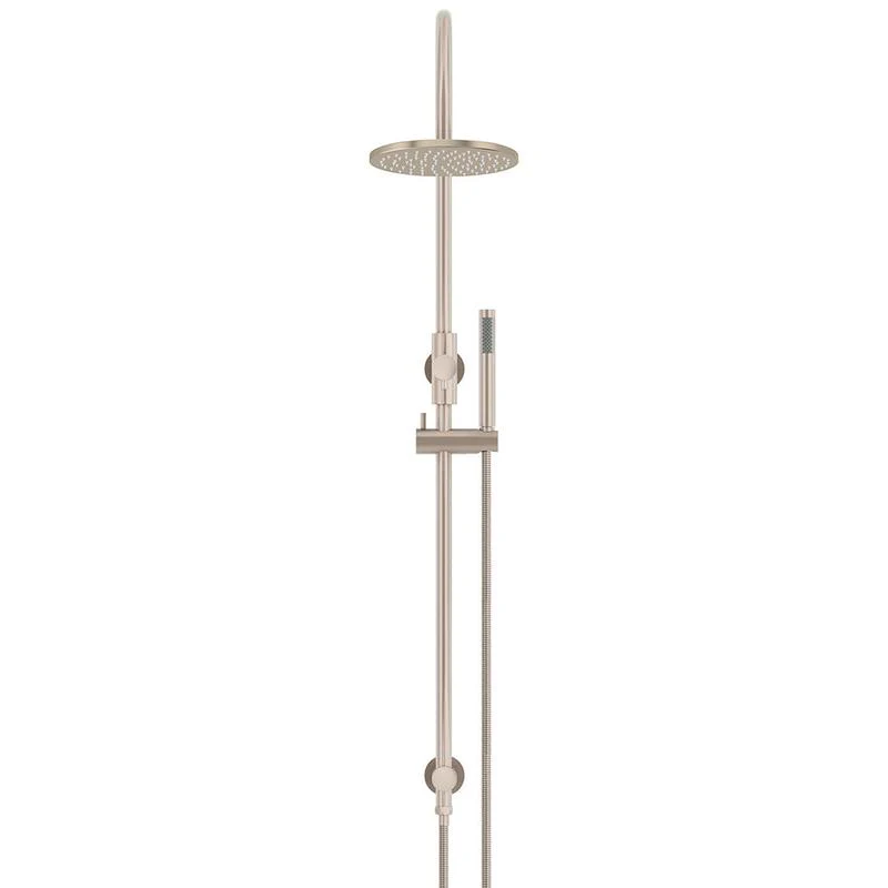Meir Round Gooseneck Shower Set with 200mm Rose Single-Function Hand Shower - Champagne - Image 2