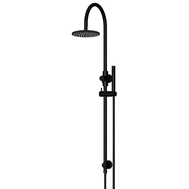 Meir Round Gooseneck Shower Set with 200mm Rose Single-Function Hand Shower - Black Matte