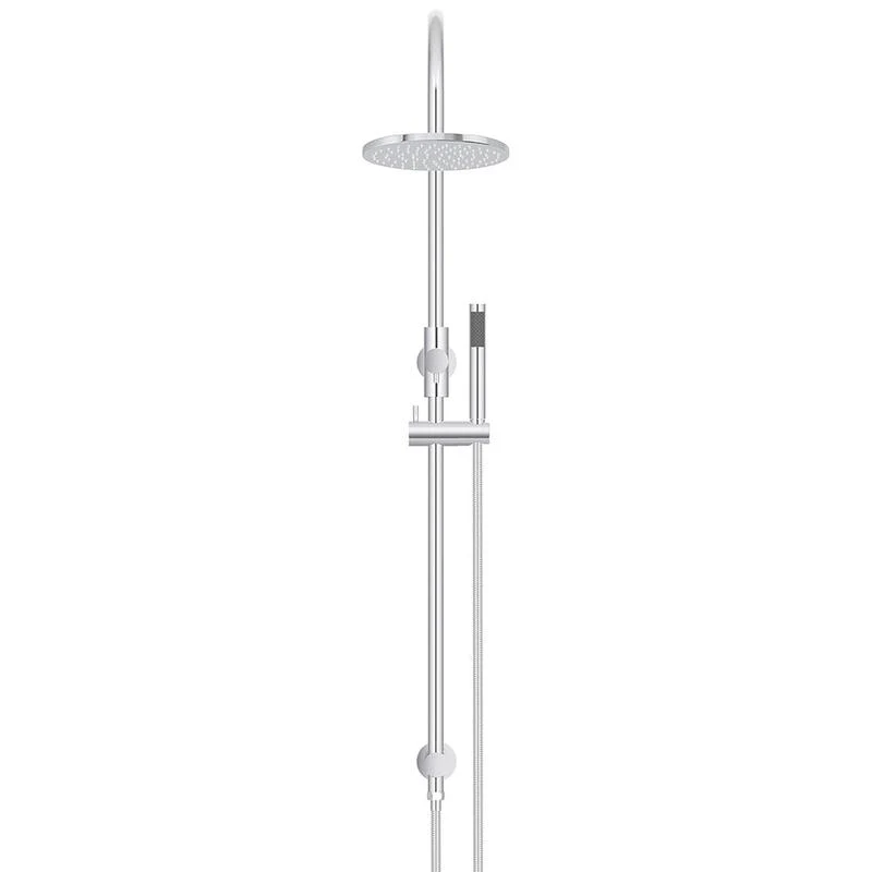 Meir Round Gooseneck Shower Set with 200mm Rose Single-Function Hand Shower - Polished Chrome - Image 2
