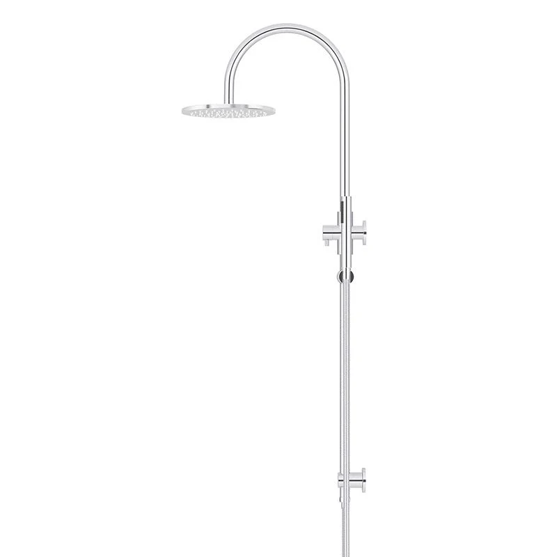 Meir Round Gooseneck Shower Set with 200mm Rose Single-Function Hand Shower - Polished Chrome - Image 3