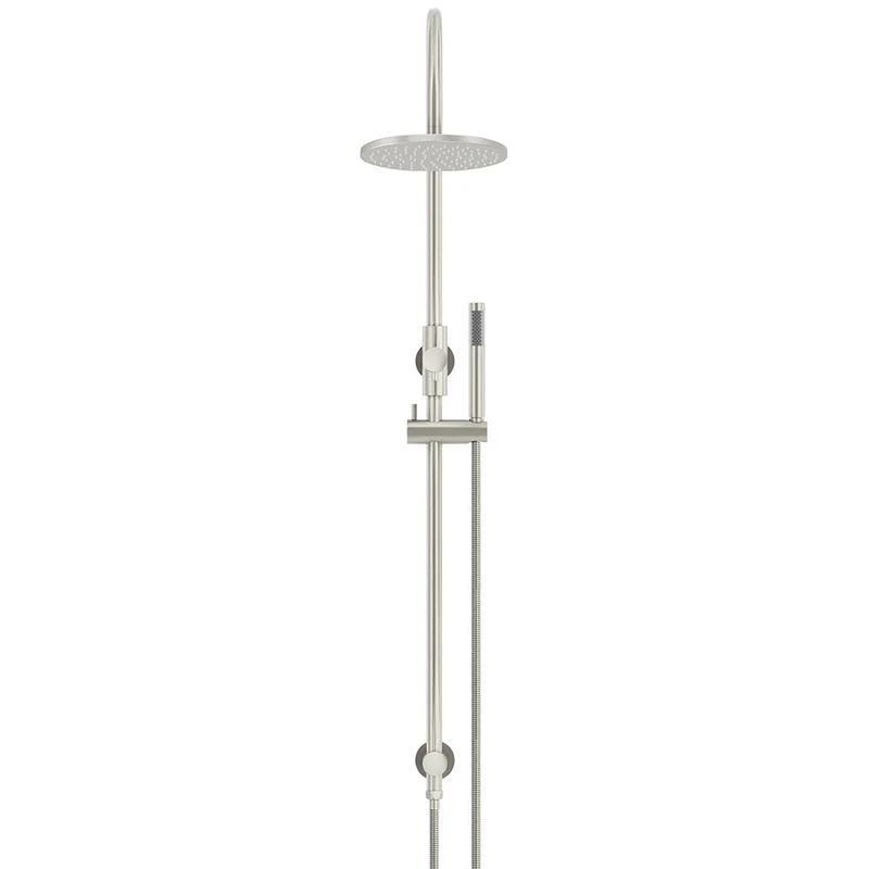 Meir Round Gooseneck Shower Set with 200mm Rose Single-Function Hand Shower - PVD Brushed Nickel - Image 2