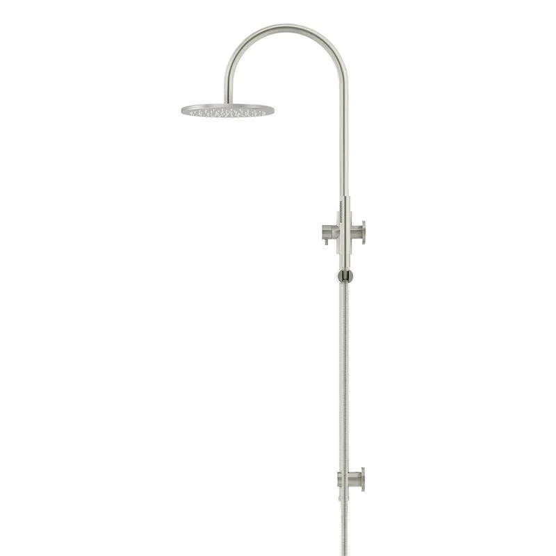 Meir Round Gooseneck Shower Set with 200mm Rose Single-Function Hand Shower - PVD Brushed Nickel - Image 3