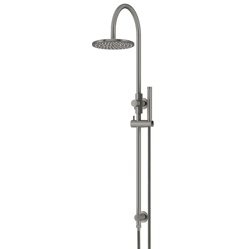 Meir Round Gooseneck Shower Set with 200mm Rose Single-Function Hand Shower - Shadow Gun Metal