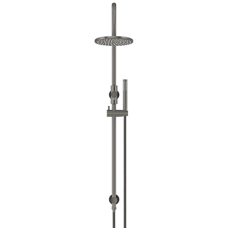 Meir Round Gooseneck Shower Set with 200mm Rose Single-Function Hand Shower - Shadow Gun Metal - Image 2