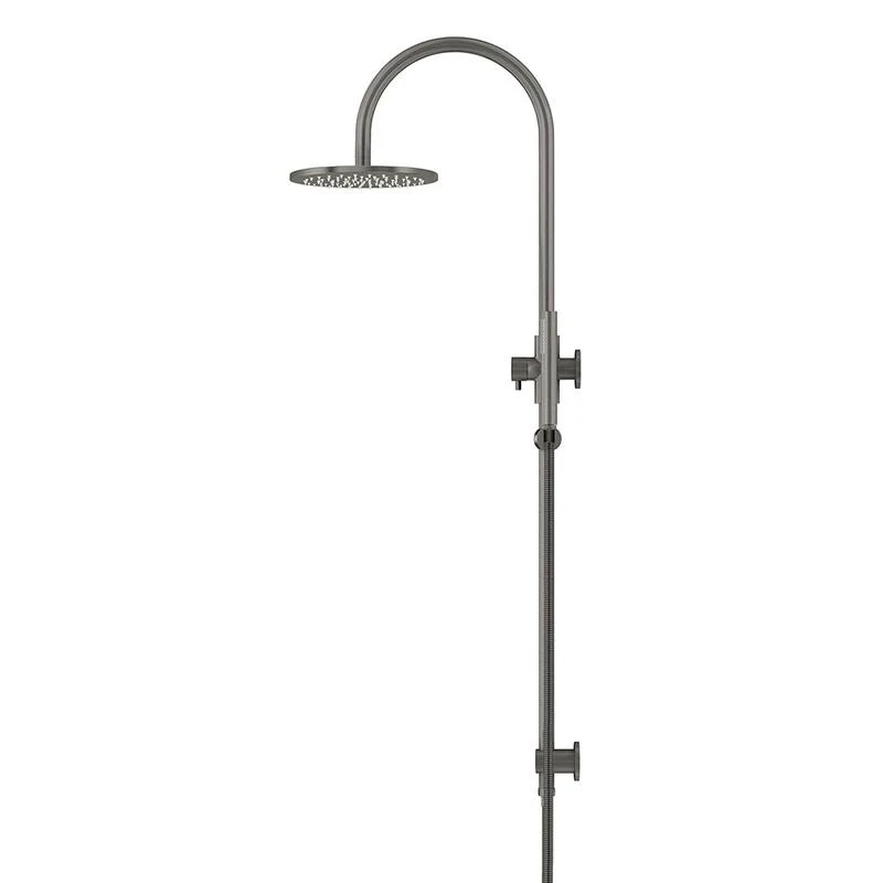 Meir Round Gooseneck Shower Set with 200mm Rose Single-Function Hand Shower - Shadow Gun Metal - Image 3