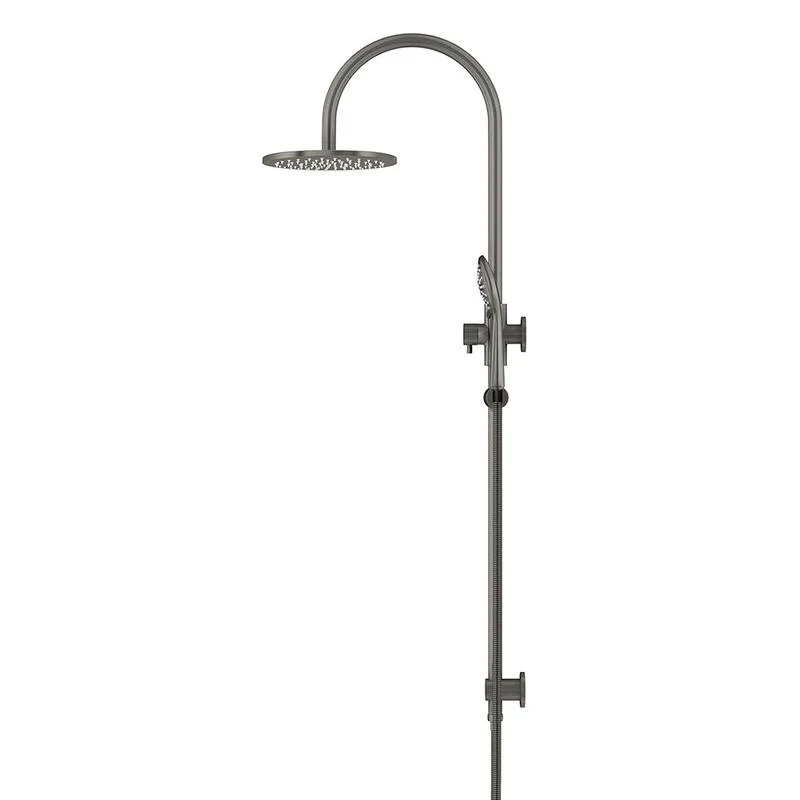 Meir Round Gooseneck Shower Set with 200mm Rose Three-Function Hand Shower - Shadow Gun Metal - Image 3