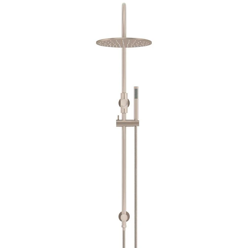 Meir Round Gooseneck Shower Set with 300mm Rose Single-Function Hand Shower - Champagne - Image 2