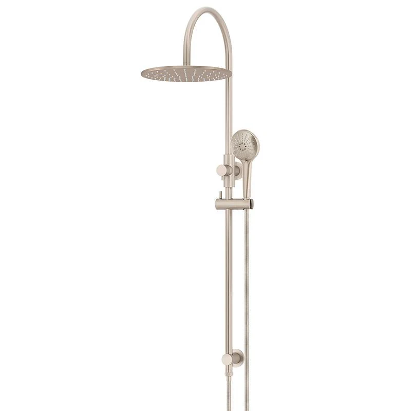 Meir Round Gooseneck Shower Set with 300mm Rose Three-Function Hand Shower - Champagne