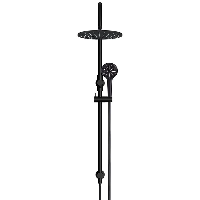 Meir Round Gooseneck Shower Set with 300mm Rose Three-Function Hand Shower - Black Matte - Image 2