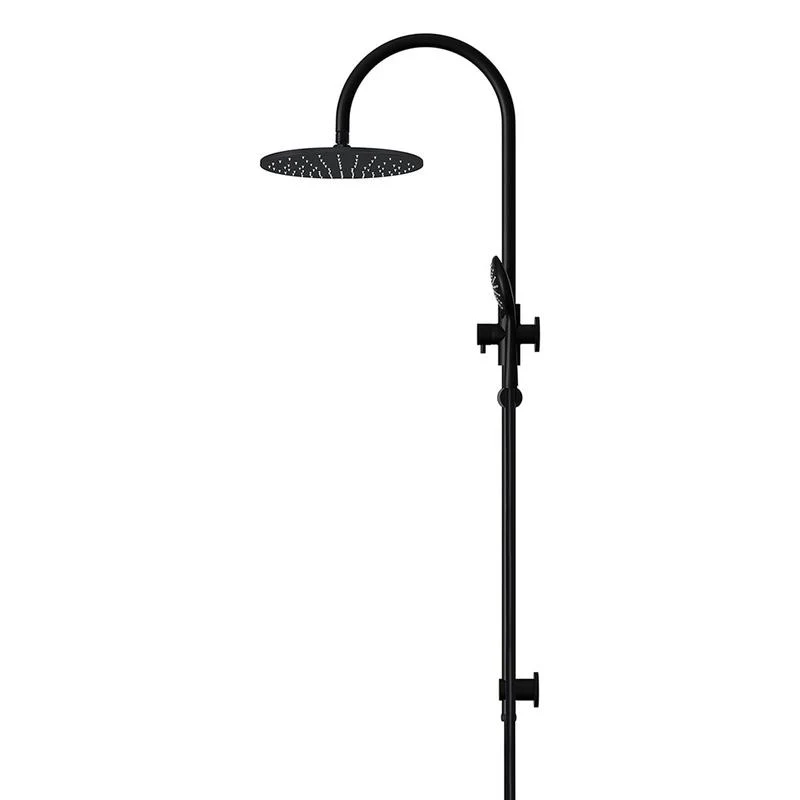 Meir Round Gooseneck Shower Set with 300mm Rose Three-Function Hand Shower - Black Matte - Image 3