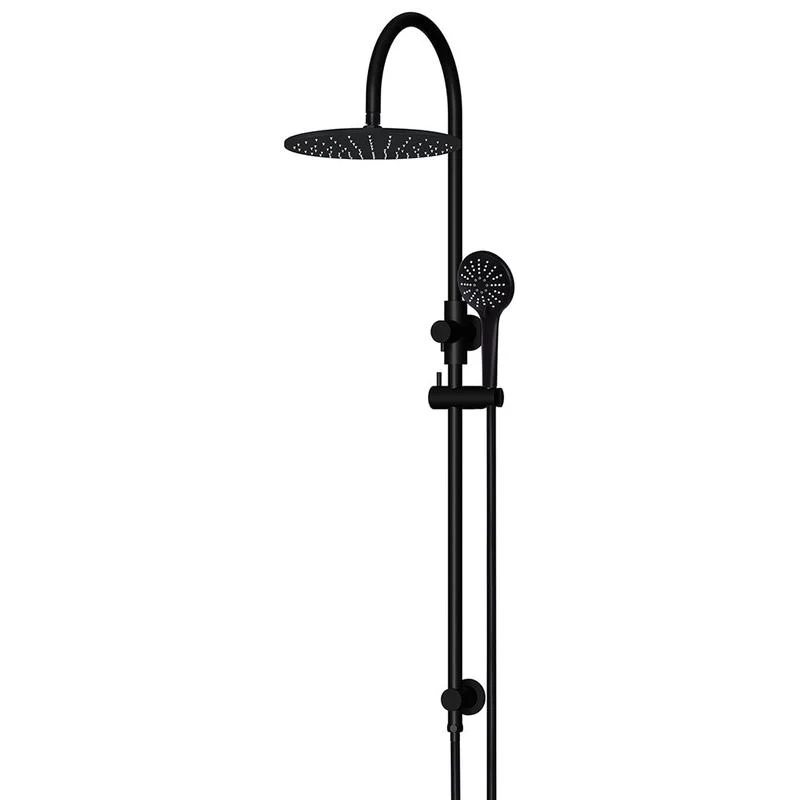 Meir Round Gooseneck Shower Set with 300mm Rose Three-Function Hand Shower - Black Matte - Image 4