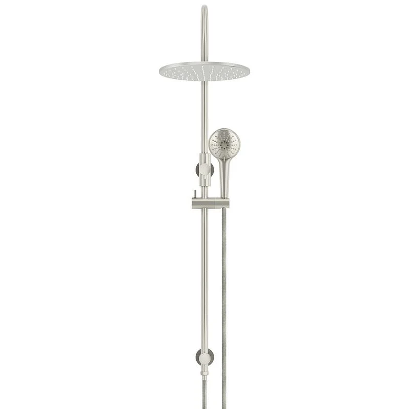 Meir Round Gooseneck Shower Set with 300mm Rose Three-Function Hand Shower - PVD Brushed Nickel - Image 2