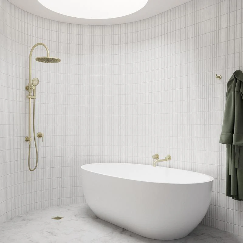 Meir Round Gooseneck Shower Set with 300mm Rose Three-Function Hand Shower - PVD Tiger Bronze - Image 4