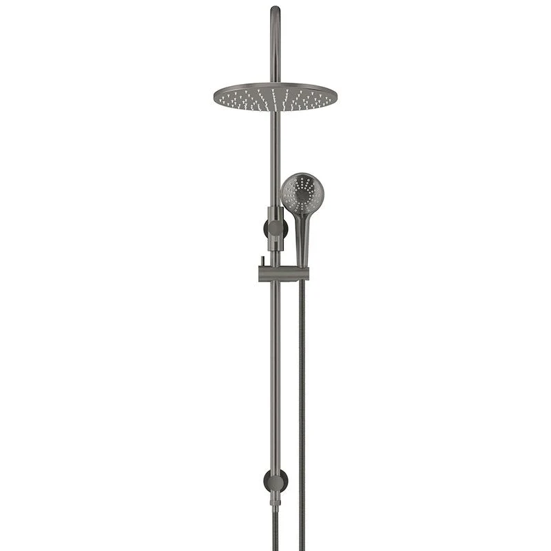 Meir Round Gooseneck Shower Set with 300mm Rose Three-Function Hand Shower - Shadow Gun Metal - Image 2