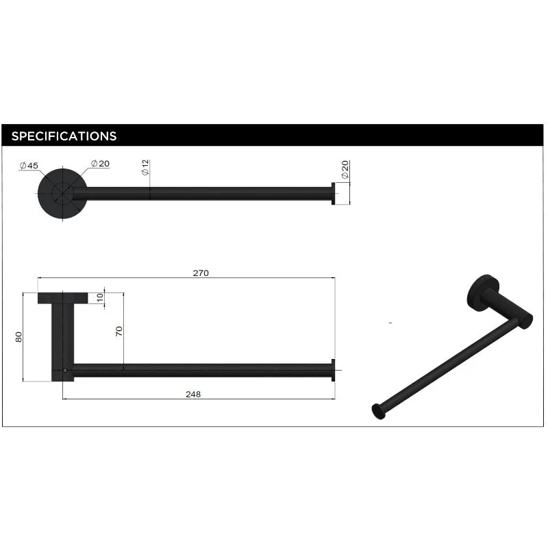 Meir Round Guest Towel Rail - Lustre Bronze - Image 6