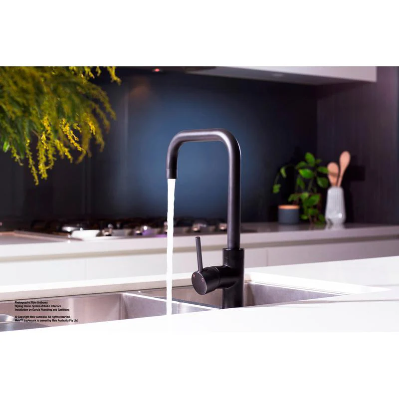 Meir Round Kitchen Sink Mixer Tap - Black Matte - Image 6